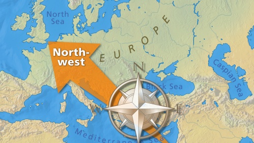 Mapa que ilustra el movimiento migratorio de pueblos del medio oriente al noroeste de Europa.