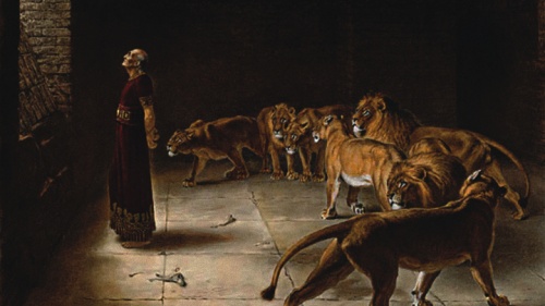 A interpretação artística de Daniel na cova dos leões.