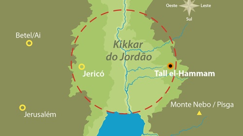 Mapa de Kikkar do Jordão