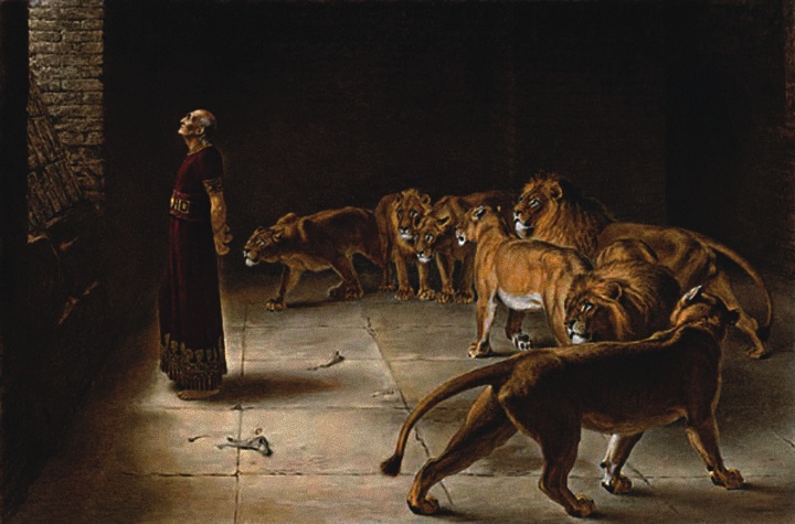 A interpretação artística de Daniel na cova dos leões.