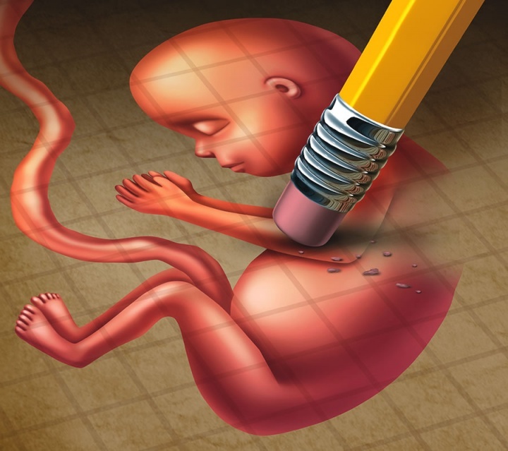 Apagando a ilustração de um feto.