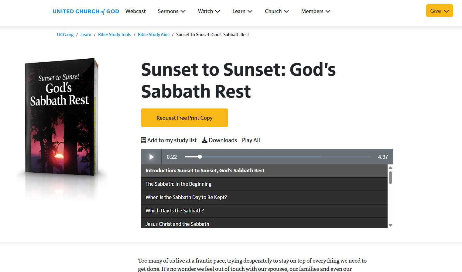 Listen to Bible Study Aid booklets.