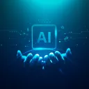 Mãos sustentando uma ilustração sobre inteligência artificial.