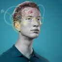 Ilustração de um cérebro aprimorado com inteligência artificial.