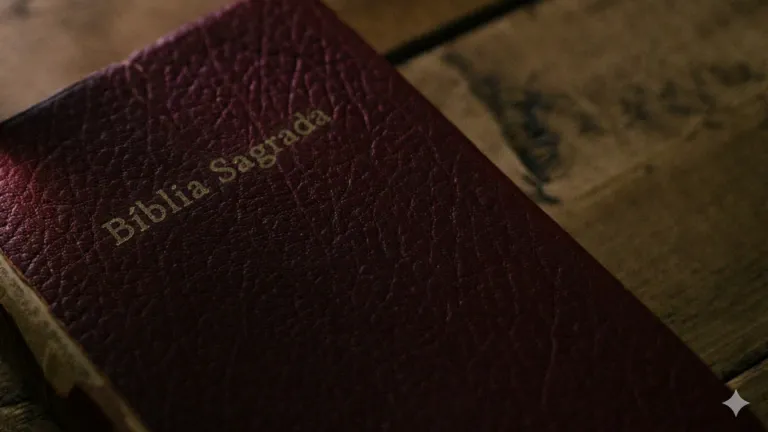 Uma Bíblia sobre uma mesa.