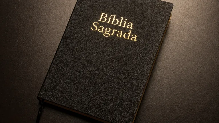 Uma Bíblia sobre uma mesa.
