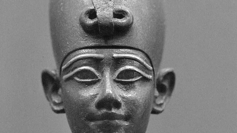 The Egyptian god Osiris was thought to have been killed, resurrected and taken to heaven. The Egyptian god Osiris statue.