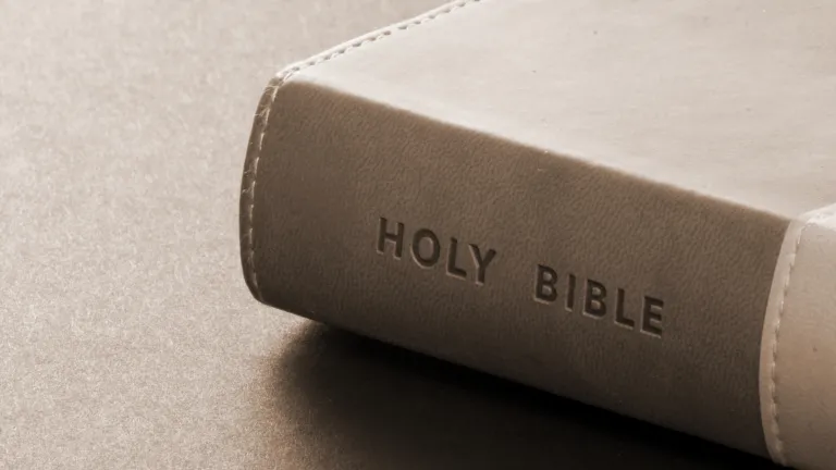 A Bible on a table.
