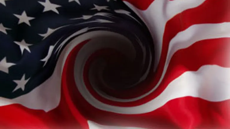 US flag sucked down a hole