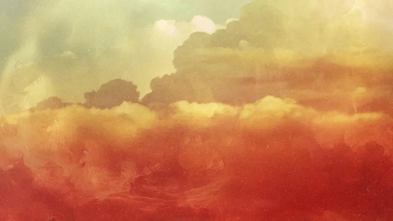 Uma interpretação do artista de ondas de água, penhascos e raios solares.