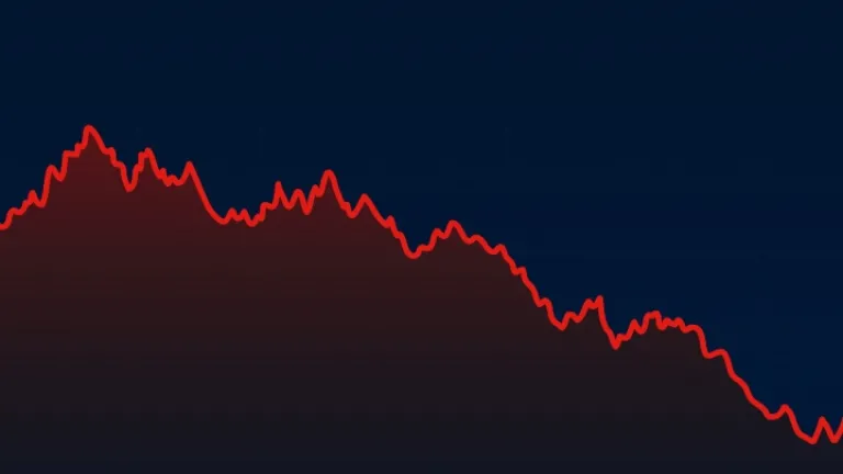 Um gráfico com uma tendência descendente.