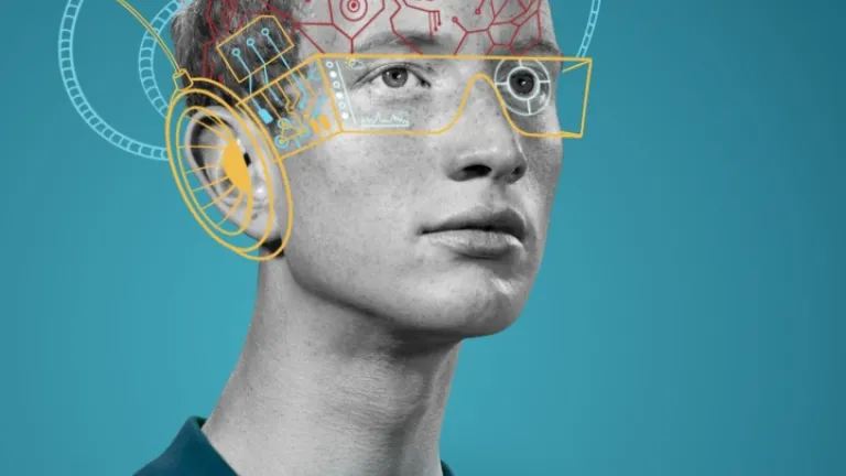 Ilustração de um cérebro aprimorado com inteligência artificial.