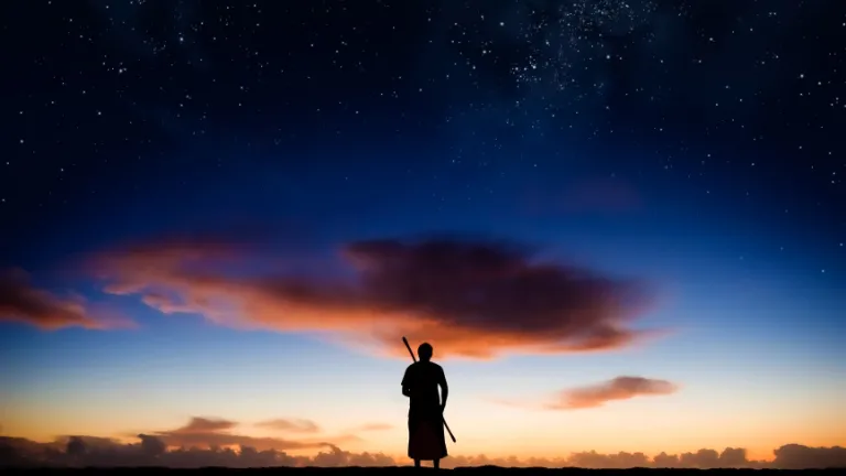 A silhueta de uma pessoa.