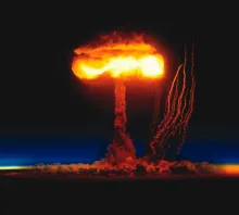 Uma nuvem em forma de cogumelo nuclear.