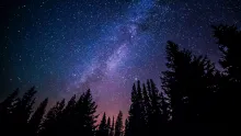 Um céu noturno cheio de estrelas.