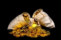 Um saco de moedas de ouro.