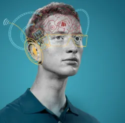 Ilustração de um cérebro aprimorado com inteligência artificial.